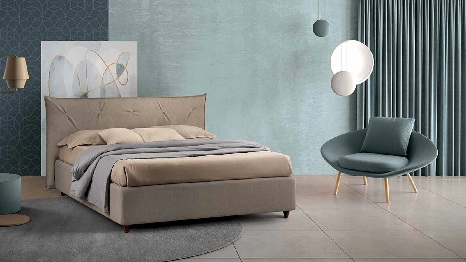 Letto in tessuto Cigno di Cosmo Letti