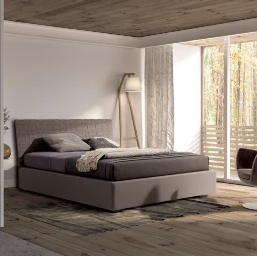 Letto in pelle con testiera intrecciata Compasso di Confort Line