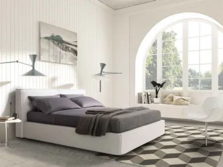 Letto in tessuto con testiera imbottita e box contenitore Logo di Confort Line