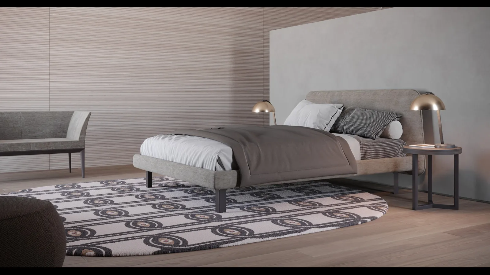 Letto in tessuto imbottito con testiera Blade di Giessegi