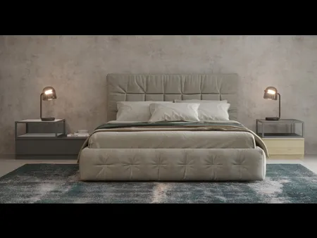 Letto in ecovelluto imbottito e trapuntato con testiera Gastone di Giessegi
