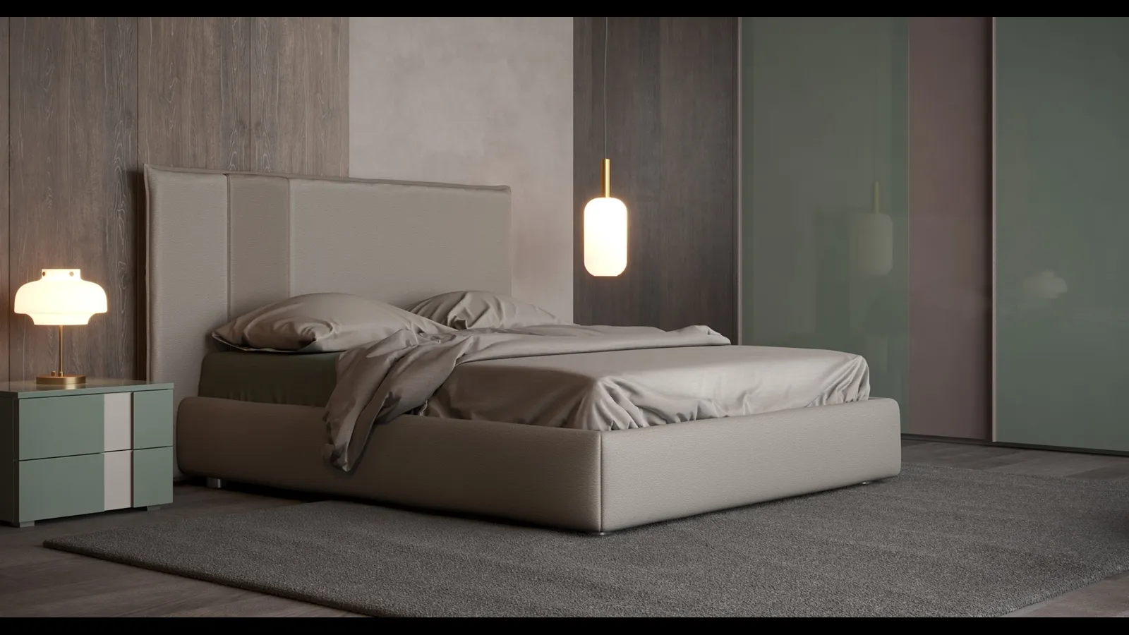 Letto in ecopelle con testiera Ginger di Giessegi