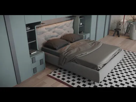 Letto in ecovelluto imbottito con testiera trapuntata Tender di Giessegi