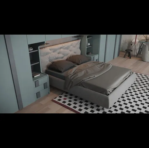 Letto in ecovelluto imbottito con testiera trapuntata Tender di Giessegi