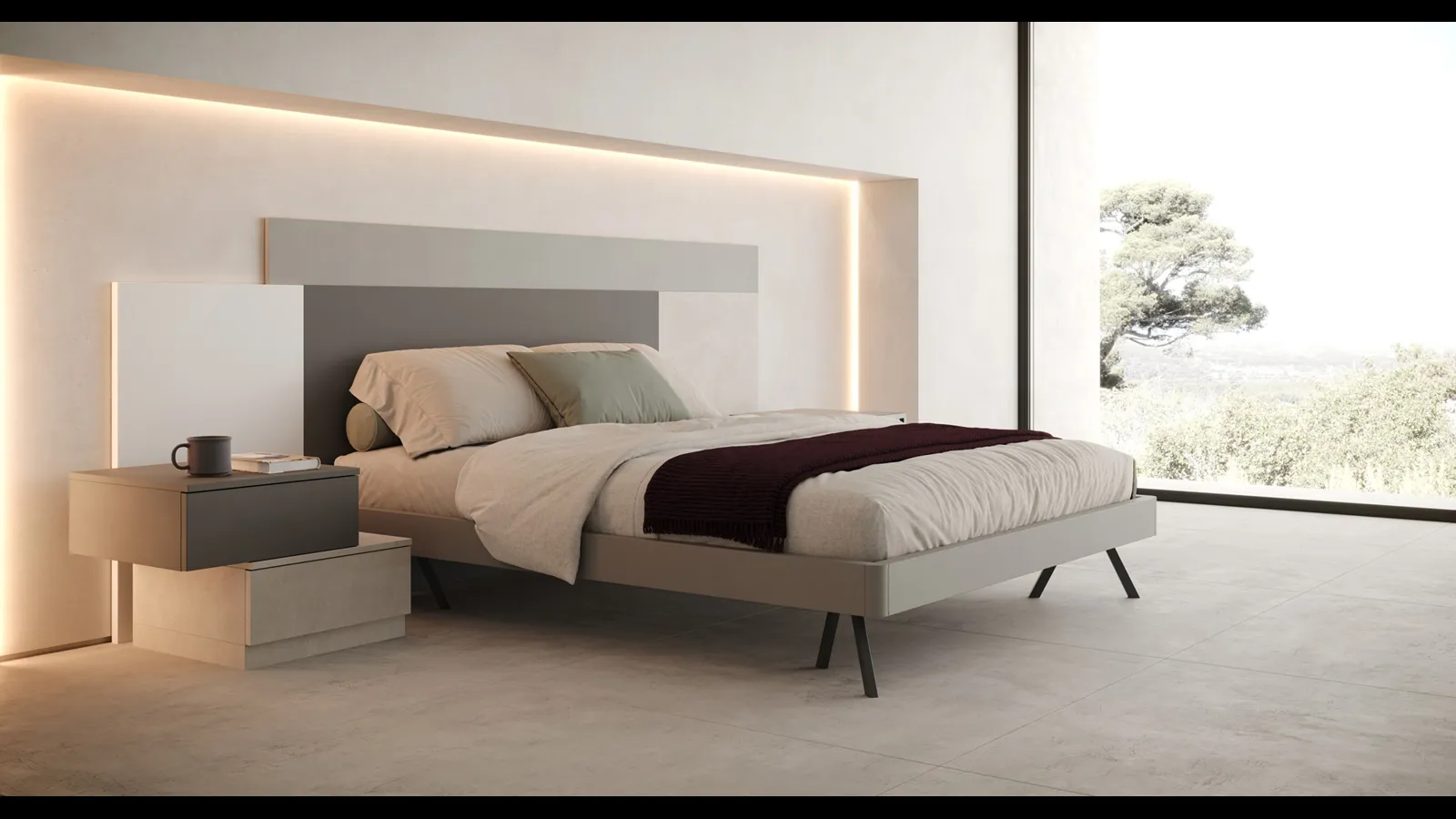 Letto con testiera in laccato opaco Velvet di Giessegi