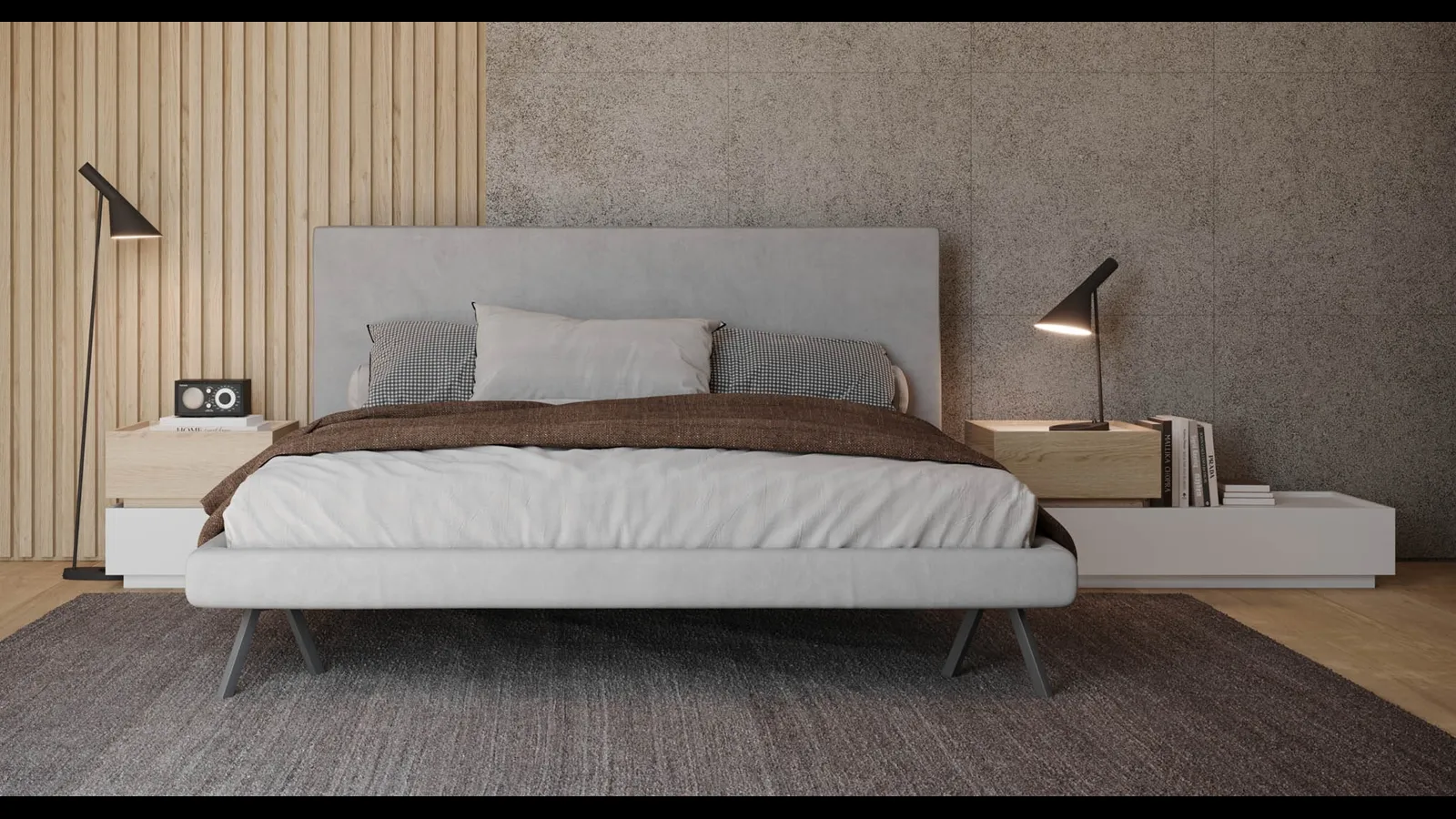 Letto in ecovelluto con testiera Kudo di Giessegi