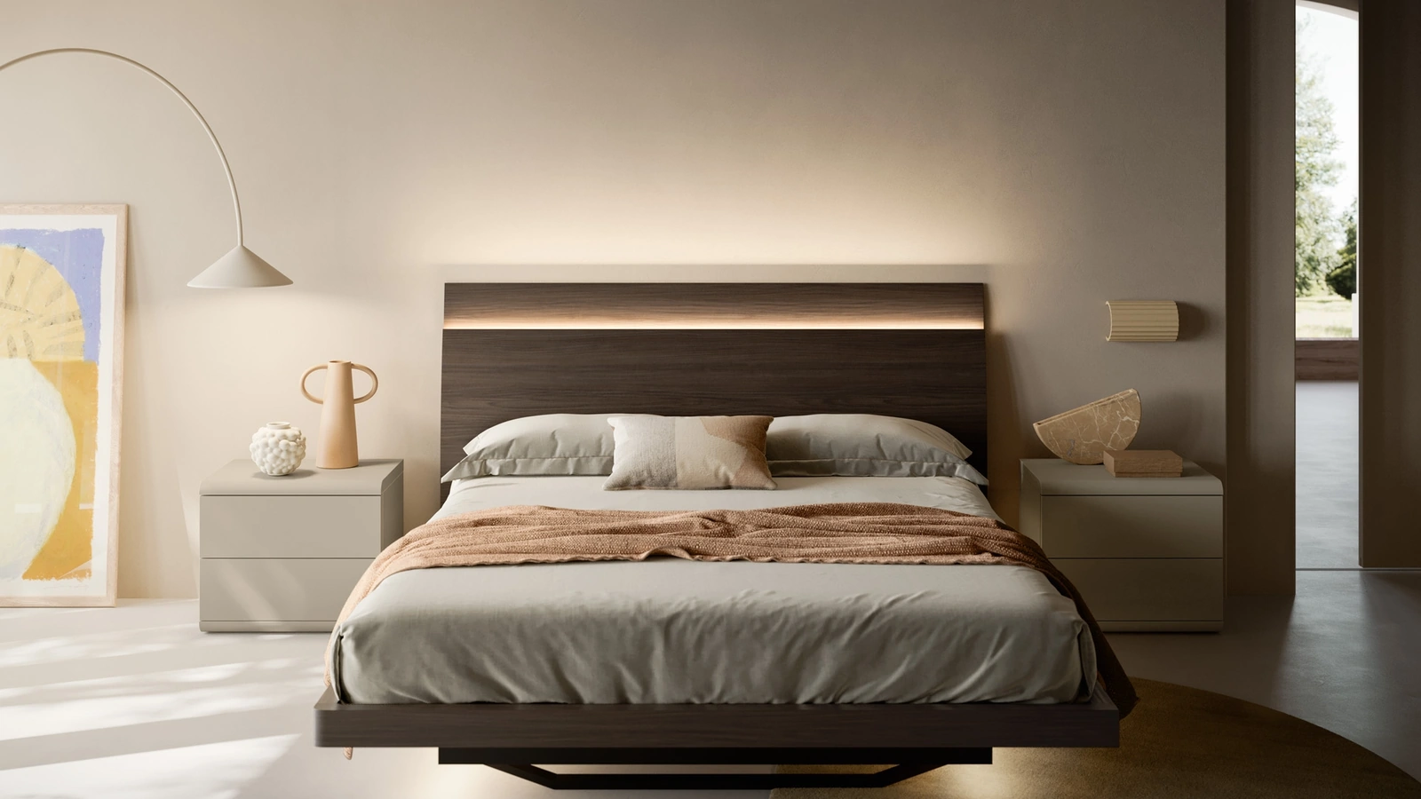 Letto con testiera doppia Lotus di SantaLucia