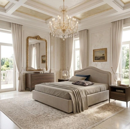 Letto classico Mito con testiera sagomata di Confort Line