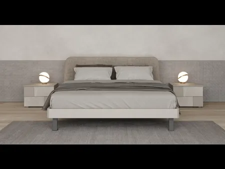 Letto laccato opaco con testiera in tessuto Pouf di Giessegi