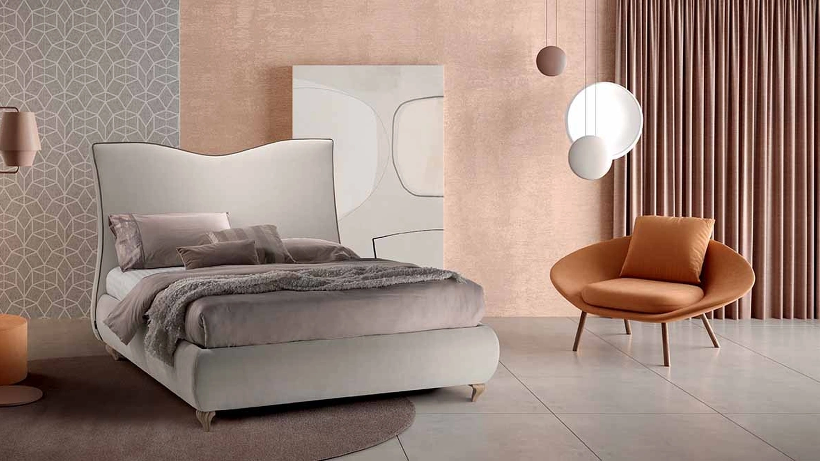 Letto con testiera Scudo Pipe di Cosmo Letti