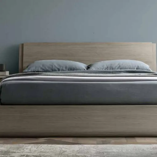 Letto finitura Matwood Grey con testiera e contenitore Tod di SantaLucia