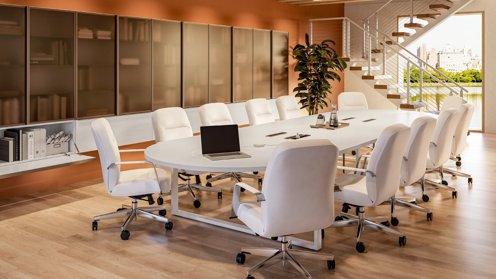 Libreria per Ufficio OF106 con ante battenti in vetro di Giessegi