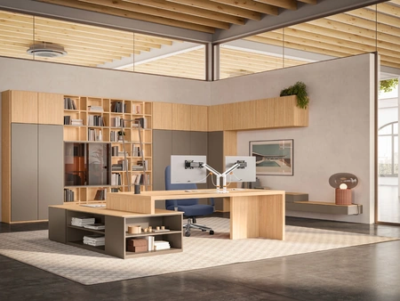 Scrivania Direzionale e libreria angolare OF111 di Giessegi