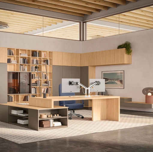 Scrivania Direzionale e libreria angolare OF111 di Giessegi