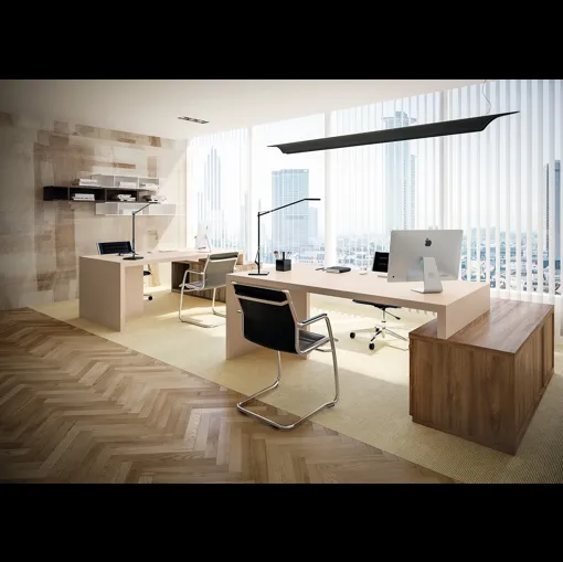 Scrivania Direzionale OF61 in laccato opaco e Noce nobilitato di Giessegi