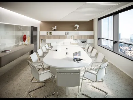 Mobile Ufficio Scrivania Operativa per sala riunioni OF54 in Bianco nobilitato di Giessegi